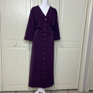 STANDARD & PRACTICES Women's Deep Purple Pintuck Cuffed Sleeve Maxi Dress Sz 3X